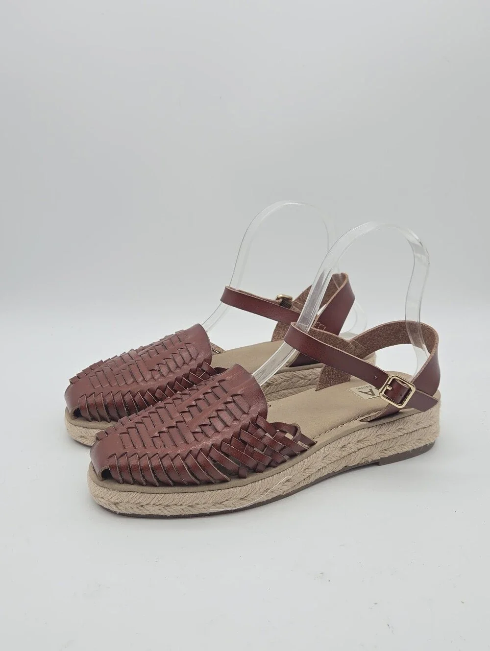 NEW MIA Eshani Cognac Leather Mule Espadrille Sandals Huarache Size 7.5 - Picture 4 of 9